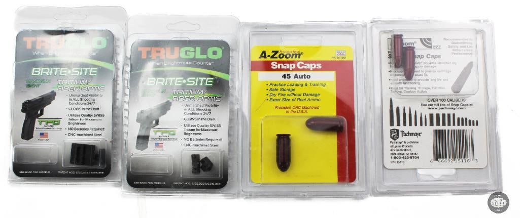 Lot of TruGlo Iron Sights (Springfield XD) + 9mm & .45 ACP Snap Caps (1 of 1)