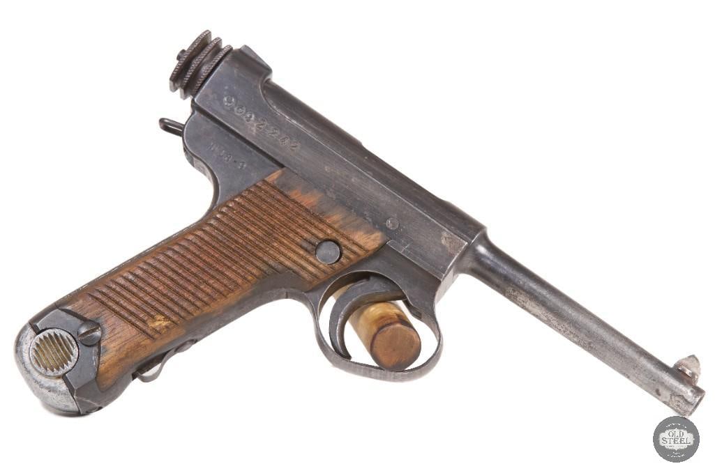 Imperial Japanese Type 14 Nambu 8mm Nambu Pistol MFG 1943 WW2 WWII Nagoya C&R: Up for auction is a Japanese Type 14 Nambu pistol chambered in 8mm nambu. This cool looking Japanese pistol is a prime example of Mid War war WW2 nambu with its larger trigger guard for use with