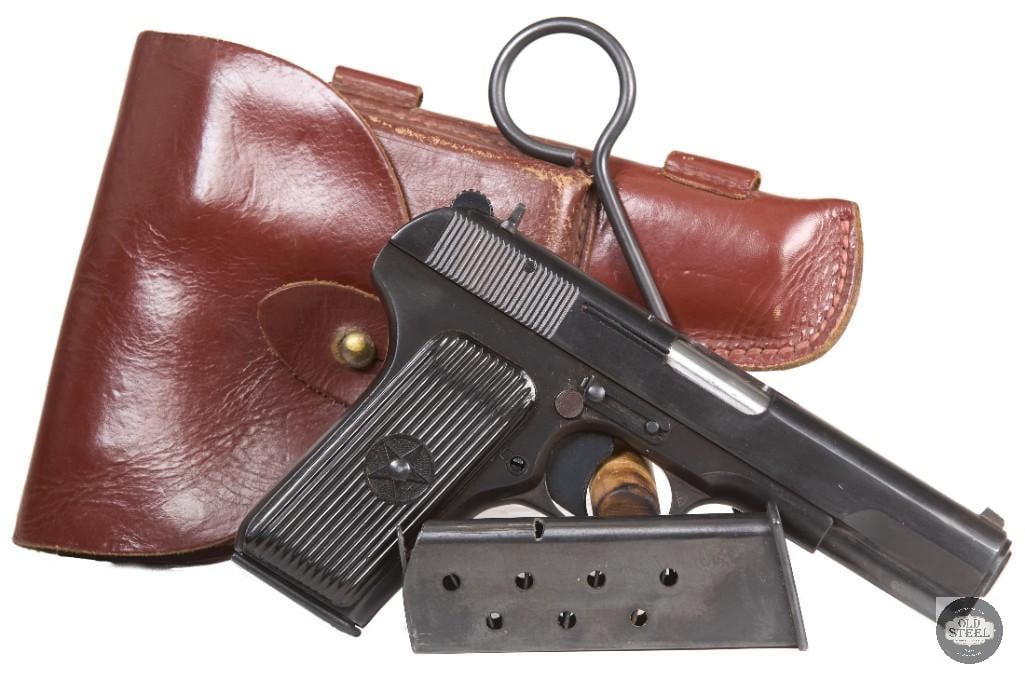 Romanian TTC Tokarev 7.62x25 C&R Mfg 1953 w/ Holster & Spare Mag: This Romanian TTC Tokarev pistol was manufactured in 1953 and is chambered in 7.62x25 Tokarev. Based on the proven Soviet TT-33 design, the TTC is known for its rugged construction, simple operation,