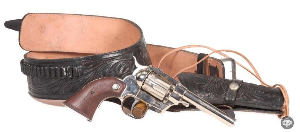 High Standard Hombre .22 Revolver 4.5" Barrel w/ Gun Belt & Holster: This High Standard Hombre is a .22 caliber revolver featuring a 4.5-inch barrel and classic Single Action Army-inspired styling. Designed as a fun and economical rimfire revolver, the Hombre combines 