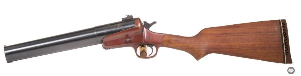 Tru-Flite 37mm Gas Gun Launcher 14" w/ 14.5" LOP: This Tru-Flite 37mm gas gun features a 14-inch barrel with a 14.5-inch length of pull. The launcher is in functional mechanical condition and shows minor signs of use and wear consistent with normal
