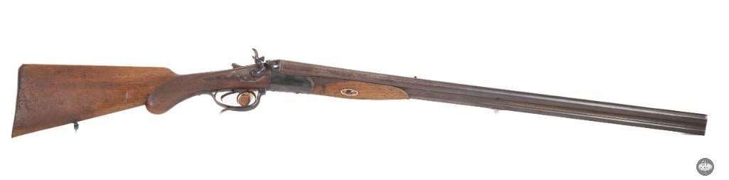 Inman Meffert Suhl Combination Gun 16 Ga Drilling Rifle Barrel 27": This Inman Meffert Suhl combination gun features two 16 gauge shotgun barrels alongside a third rifle barrel of unknown caliber. The barrel set measures 27 inches with a 13.5-inch length of pull. The