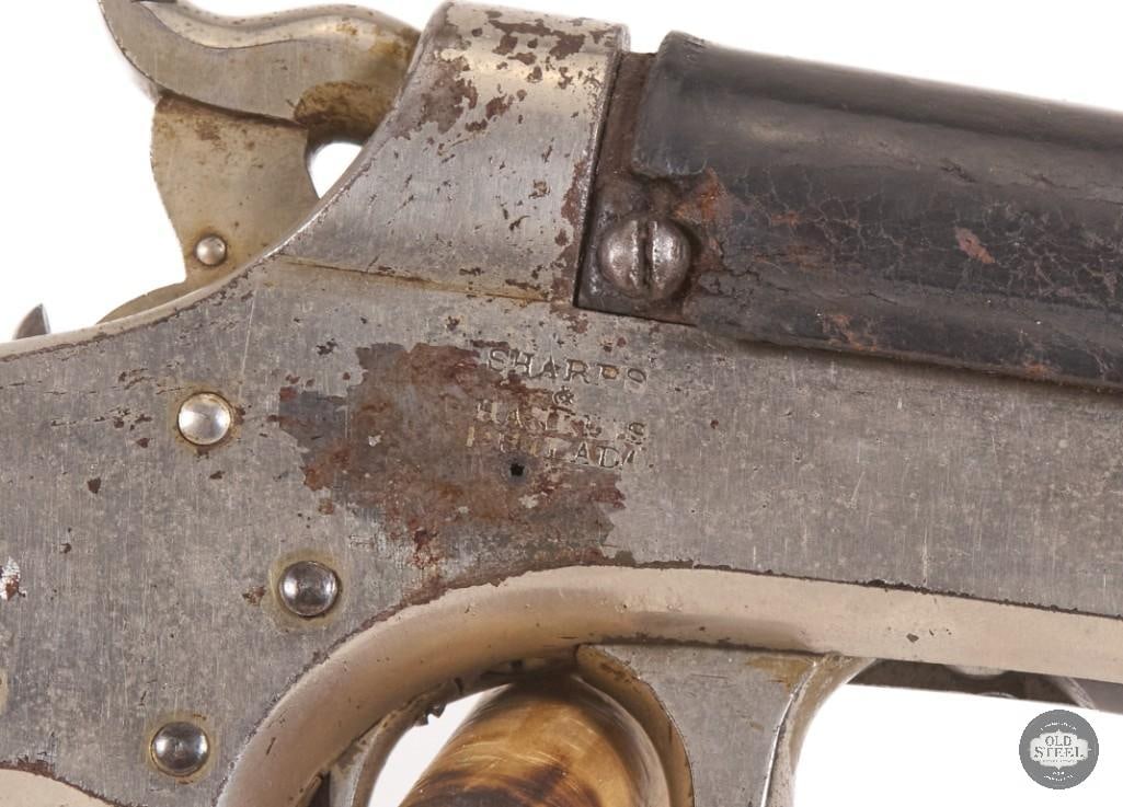 RARE Sharps & Hankins Model Navy Carbine .52 Rimfire Antique w/ Nickel Finish & Leather Shroud - 12