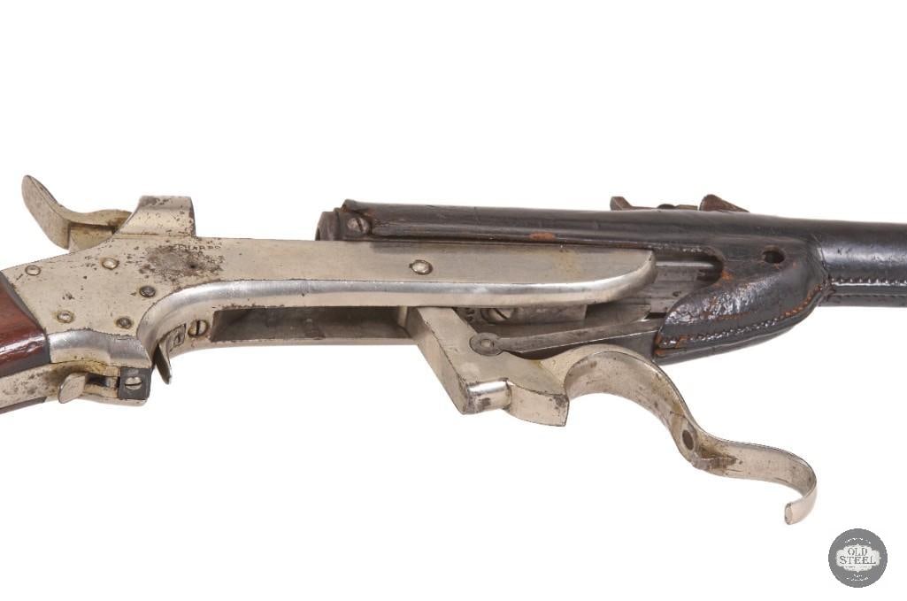 RARE Sharps & Hankins Model Navy Carbine .52 Rimfire Antique w/ Nickel Finish & Leather Shroud - 13