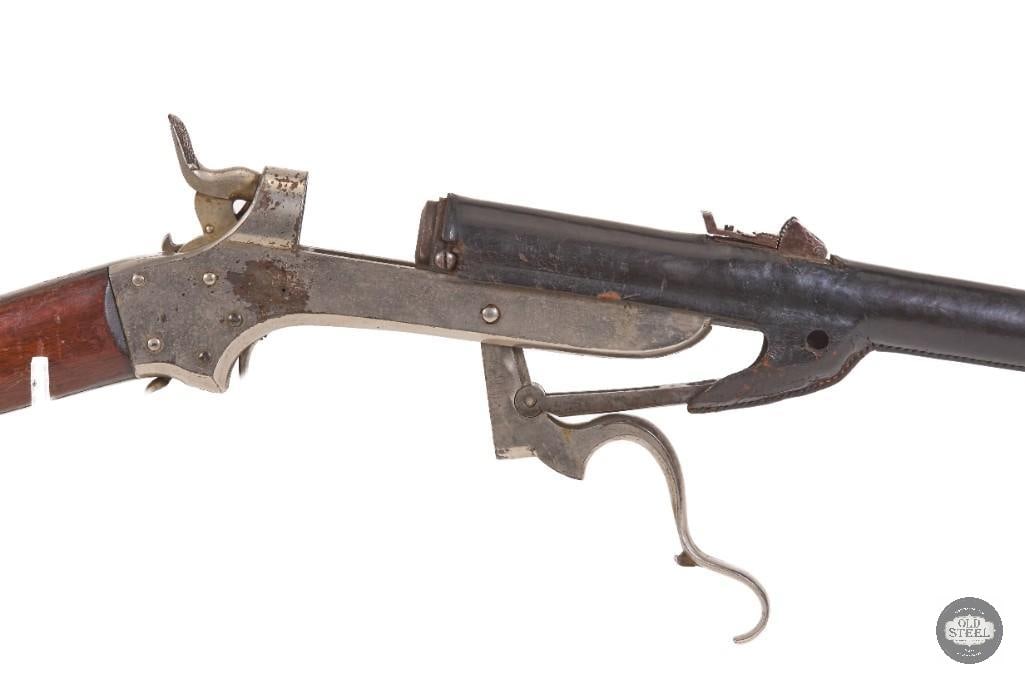 RARE Sharps & Hankins Model Navy Carbine .52 Rimfire Antique w/ Nickel Finish & Leather Shroud - 14