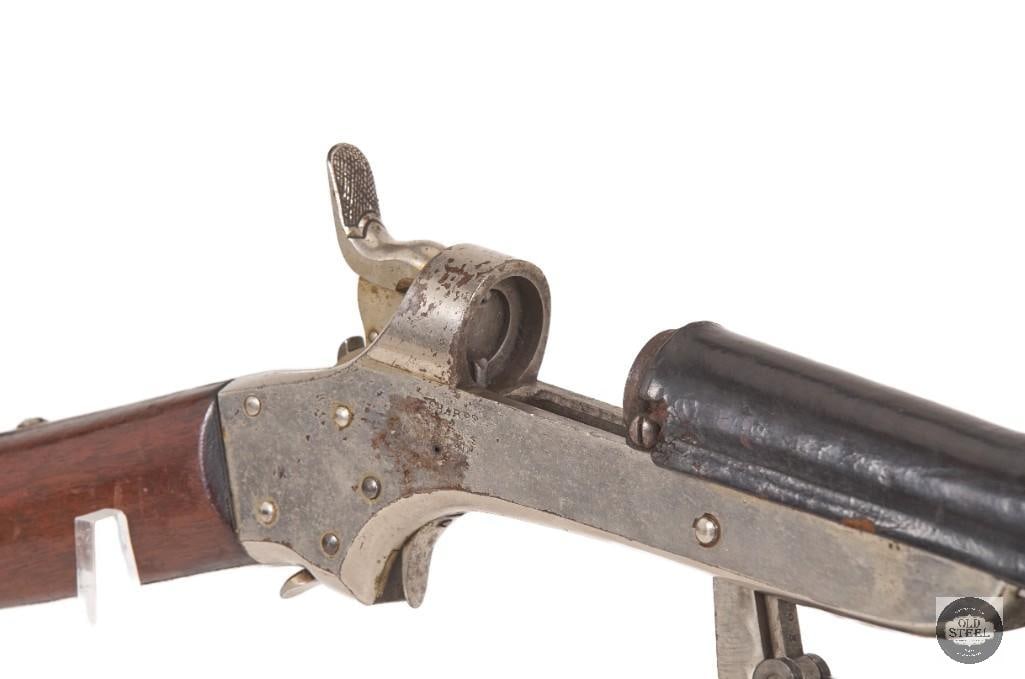 RARE Sharps & Hankins Model Navy Carbine .52 Rimfire Antique w/ Nickel Finish & Leather Shroud - 15