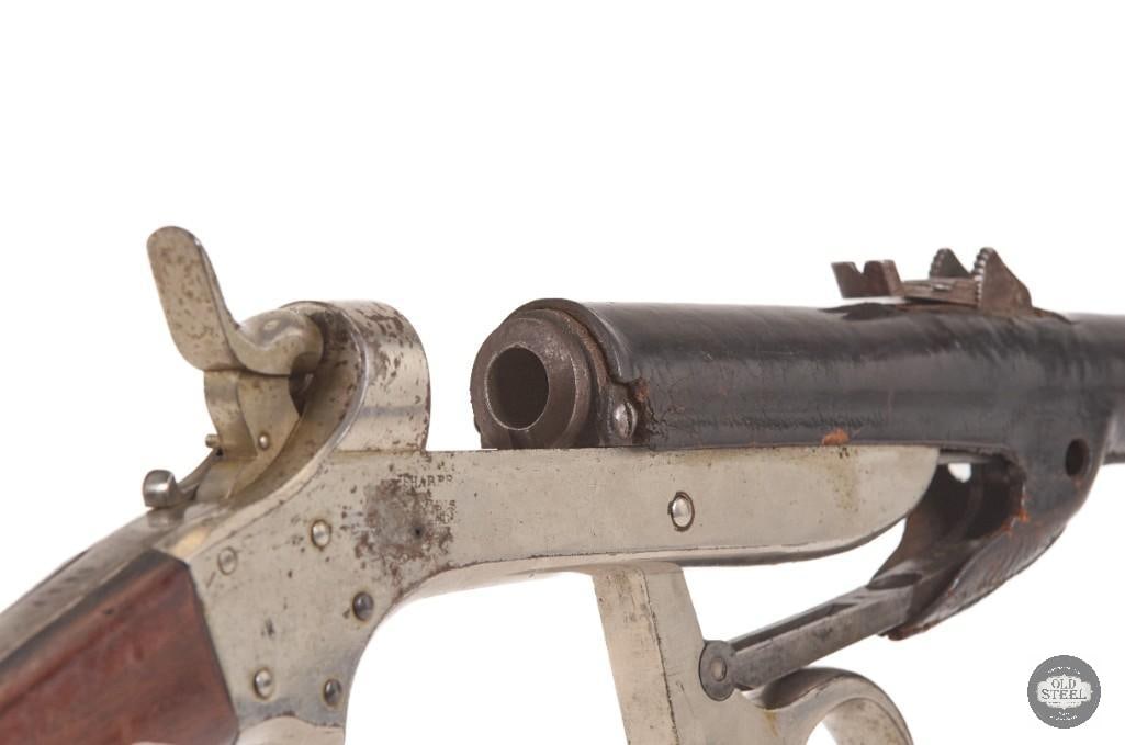 RARE Sharps & Hankins Model Navy Carbine .52 Rimfire Antique w/ Nickel Finish & Leather Shroud - 16