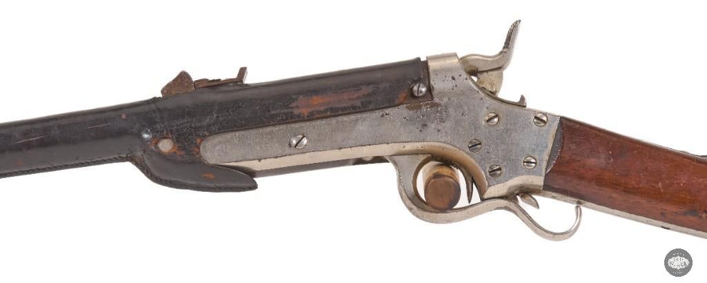RARE Sharps & Hankins Model Navy Carbine .52 Rimfire Antique w/ Nickel Finish & Leather Shroud - 3