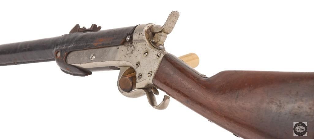 RARE Sharps & Hankins Model Navy Carbine .52 Rimfire Antique w/ Nickel Finish & Leather Shroud - 7