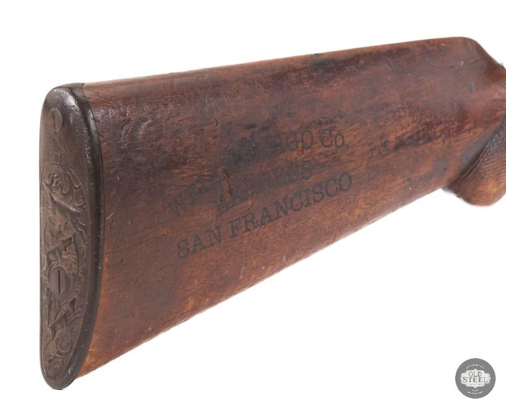 Wells Fargo Marked Antique Moore SxS 12 Ga Shotgun Damascus 20" - 10