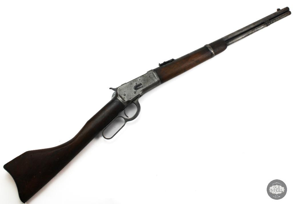 Winchester Model 1892 Saddle Ring Carbine .25-20 20": This Winchester Model 1892 Saddle Ring Carbine is chambered in .25-20 and features a 20-inch barrel with a 13-inch length of pull. Serial number 523365. The carbine is in functional mechanical