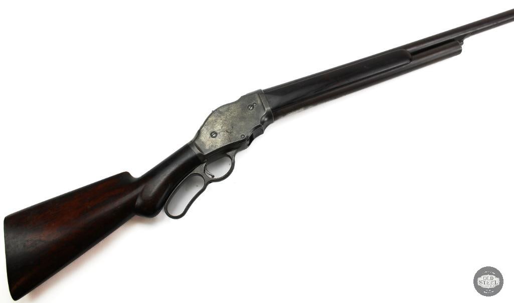 Winchester Model 1887 12 Ga First Year Production Damascus Barrel Antique: This Winchester Model 1887 is chambered in 12 gauge and features a 30-inch Damascus barrel with a 13-inch length of pull. Manufactured in 1887, this example represents a first-year production model.