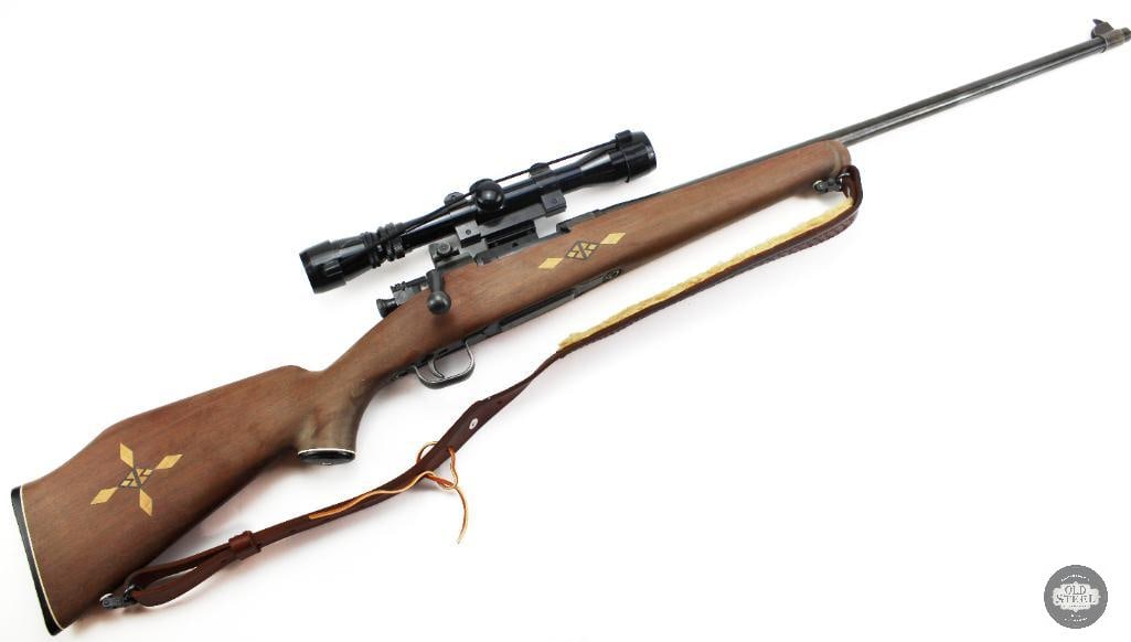 Remington 1903-A3 .30-06 Sporter Rifle w/ Inlaid Stock & Japanese 3-9x Scope: This Remington M1903-A3 is chambered in .30-06 Springfield and has been sporterized with a replacement stock featuring decorative inlays. Originally built as a U.S. military bolt-action rifle, the 190