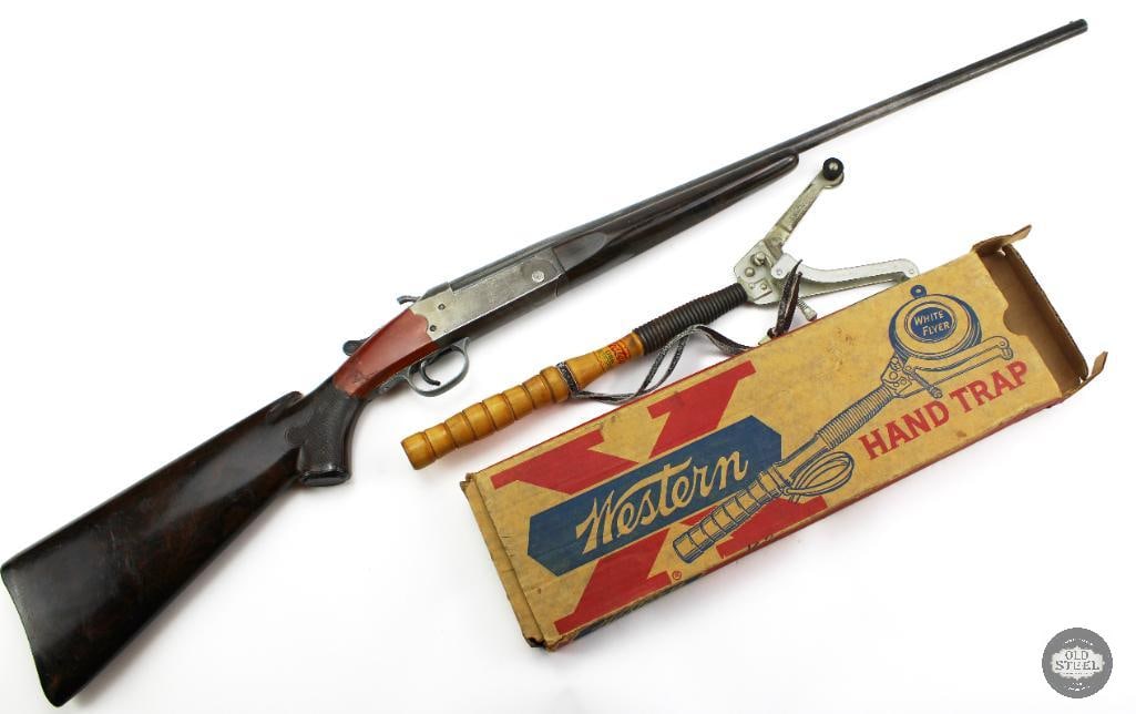 Stevens Model 94 .410 Break Action Shotgun 24.5" Barrel 13.5" LOP w/ Clay Thrower: This Stevens Model 94 is a .410 bore break-action shotgun featuring a 24.5-inch barrel and a 13.5-inch length of pull. Known for its simple, reliable single-shot design, the Model 94 has long been