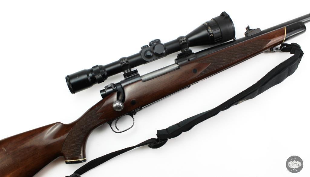 Winchester Model 70 7mm Rem Mag 23.5" Barrel w/ Shepherd 3-10x Scope: This Winchester Model 70 is chambered in 7mm Remington Magnum and features a 23.5-inch barrel with a 13.5-inch length of pull. Built on the legendary Winchester Model 70 controlled-round-feed action, 