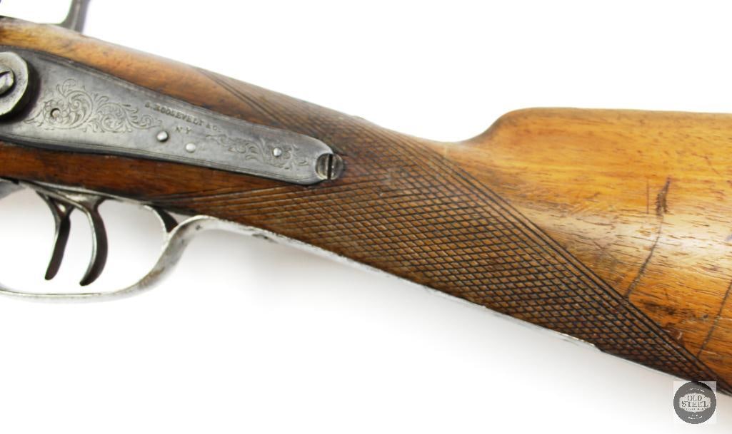 Antique S. Roosevelt & Co. 12 Ga Percussion Double Barrel Shotgun - 11