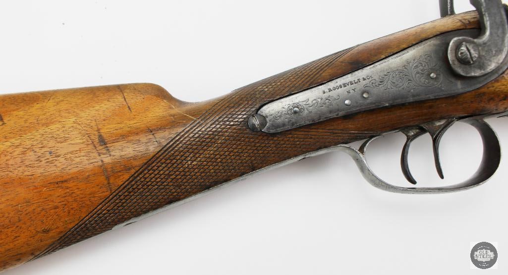 Antique S. Roosevelt & Co. 12 Ga Percussion Double Barrel Shotgun - 4