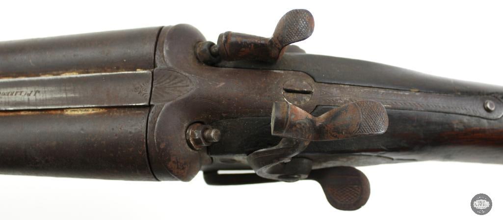 J.P. Clabrough & Bros 12 Ga Antique Hammer Double Black Powder Shotgun - 19