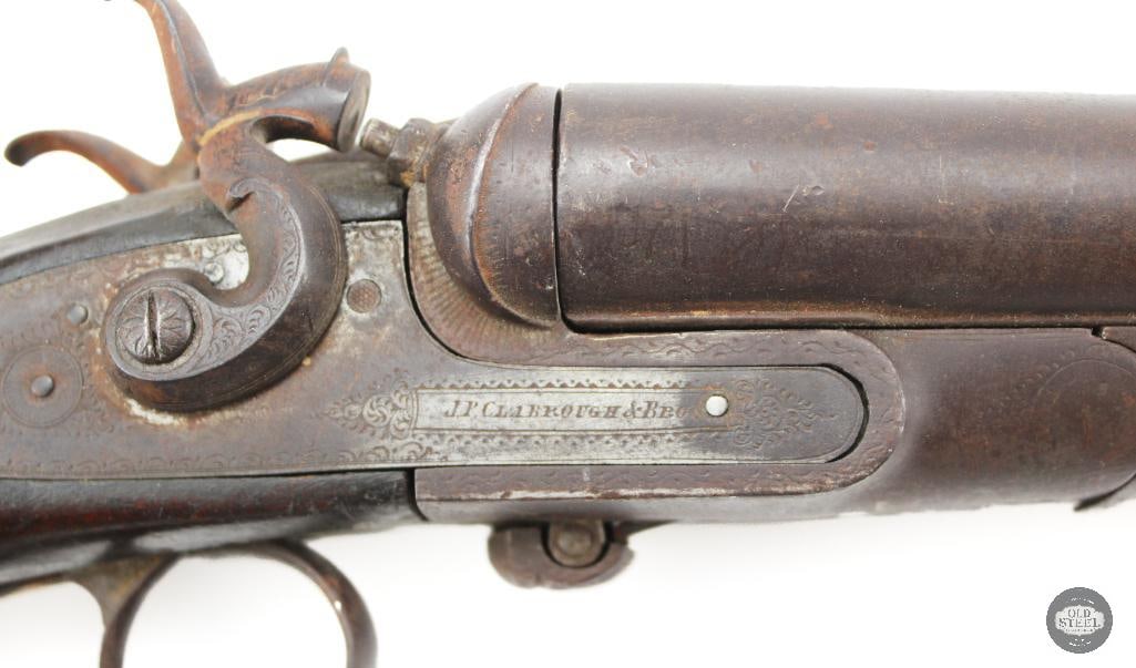 J.P. Clabrough & Bros 12 Ga Antique Hammer Double Black Powder Shotgun - 6