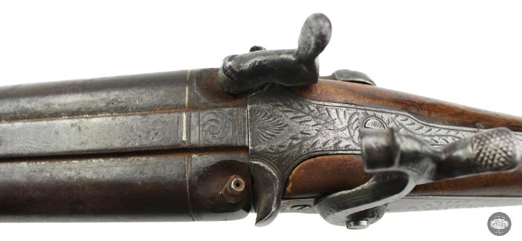 Antique Unknown Maker 12 Ga SxS Percussion Double Barrel Shotgun - ANTIQUE - 13