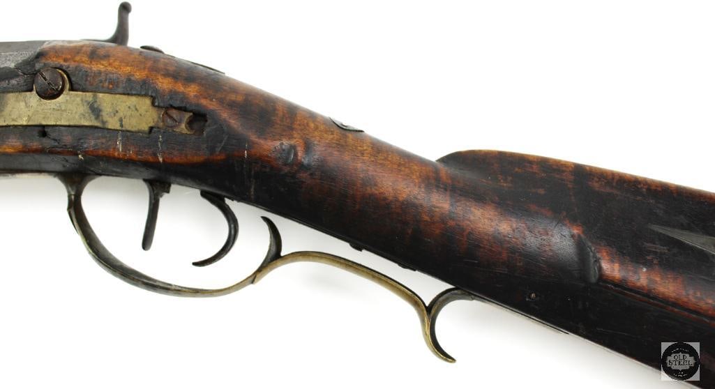 Unknown Maker .38 Cal Percussion Black Powder Rifle Octagon Barrel Double Set Triggers - 12