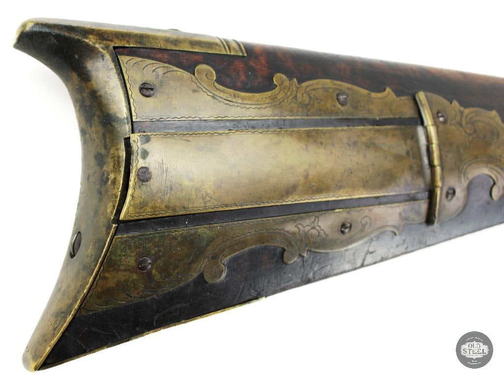 Unknown Maker .38 Cal Percussion Black Powder Rifle Octagon Barrel Double Set Triggers - 2