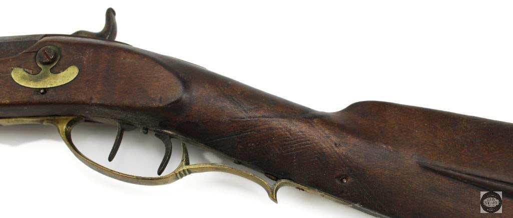 Unknown Maker .32 Cal Percussion Black Powder Rifle Octagon Barrel Double Set Triggers - 13