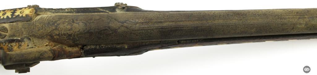 Lot of 3 Antique Muzzleloaders Afghan Jezail Musket & 2 Inlaid Pistols - 11