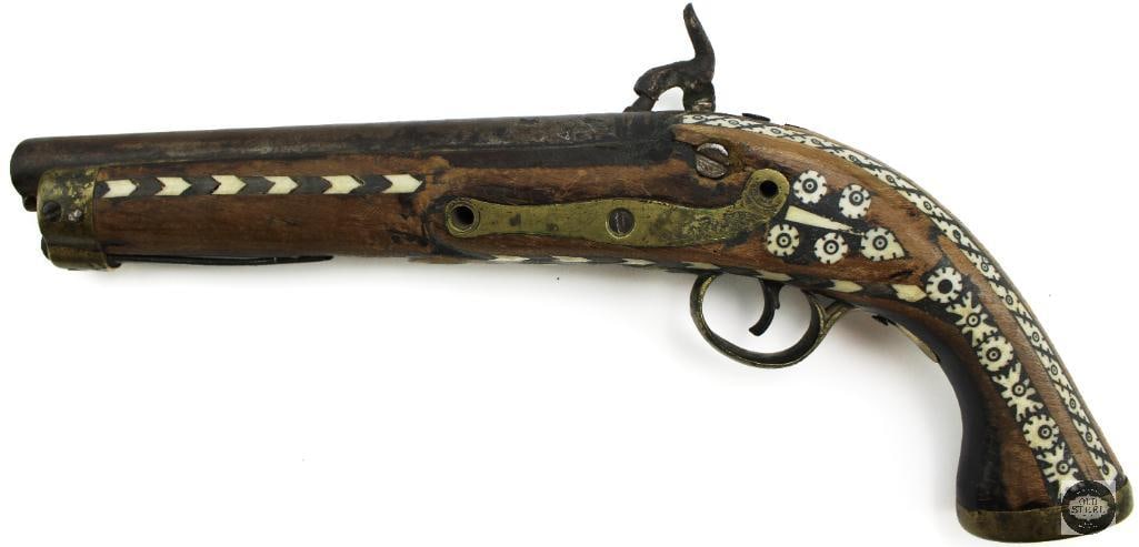 Lot of 3 Antique Muzzleloaders Afghan Jezail Musket & 2 Inlaid Pistols - 13