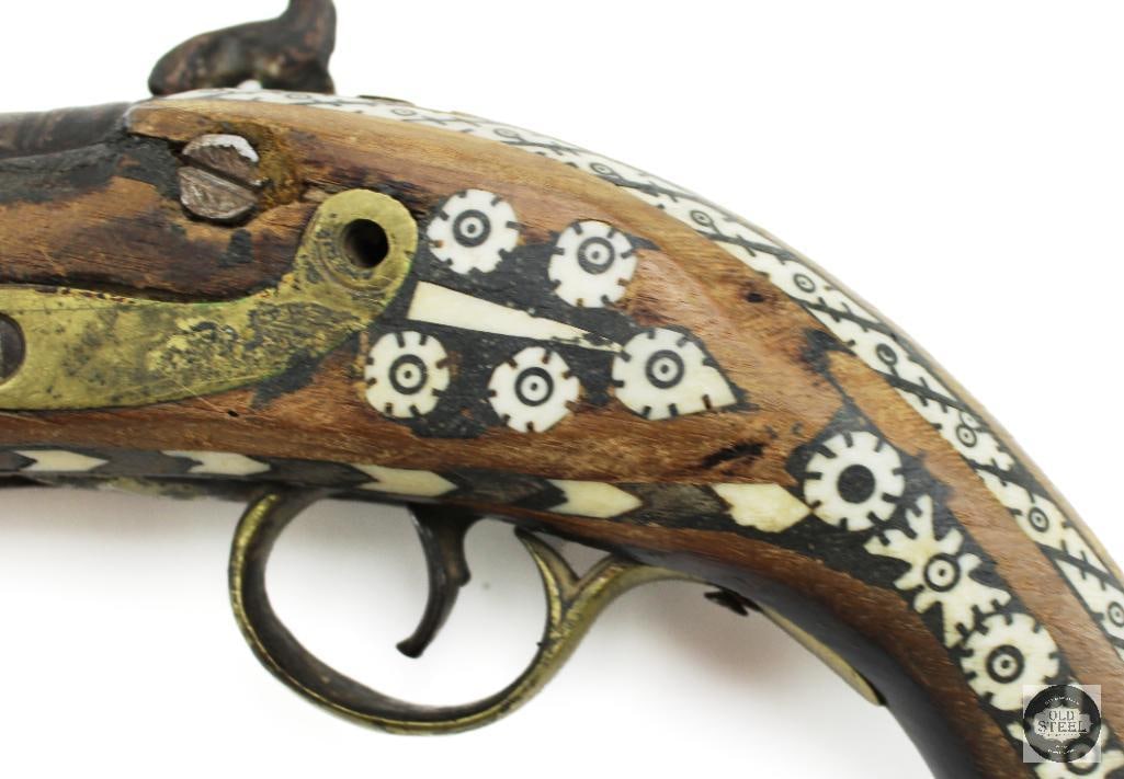 Lot of 3 Antique Muzzleloaders Afghan Jezail Musket & 2 Inlaid Pistols - 16