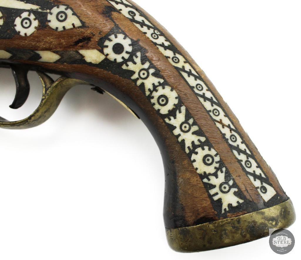 Lot of 3 Antique Muzzleloaders Afghan Jezail Musket & 2 Inlaid Pistols - 17