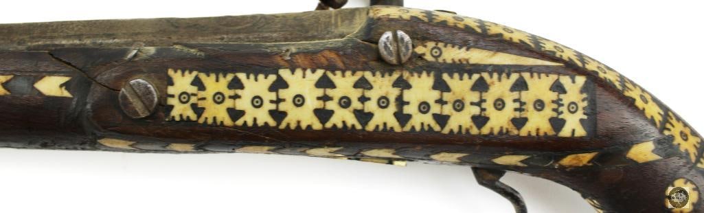 Lot of 3 Antique Muzzleloaders Afghan Jezail Musket & 2 Inlaid Pistols - 4