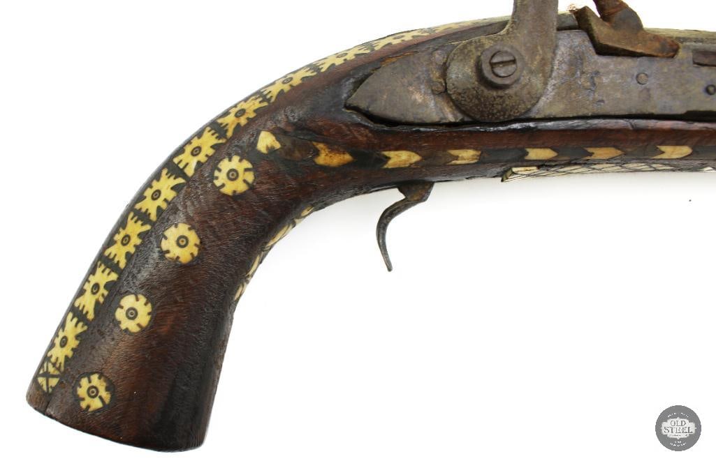 Lot of 3 Antique Muzzleloaders Afghan Jezail Musket & 2 Inlaid Pistols - 6