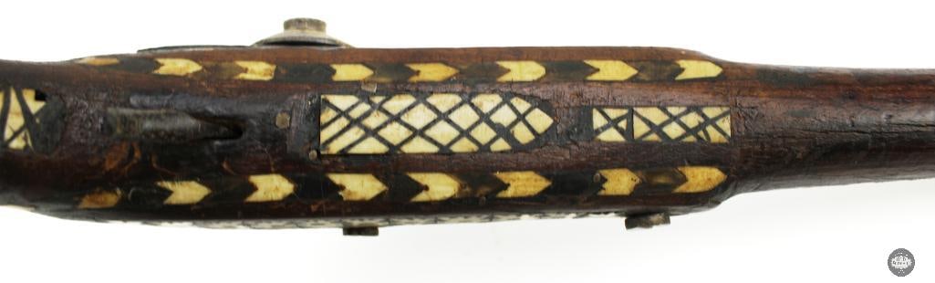 Lot of 3 Antique Muzzleloaders Afghan Jezail Musket & 2 Inlaid Pistols - 9
