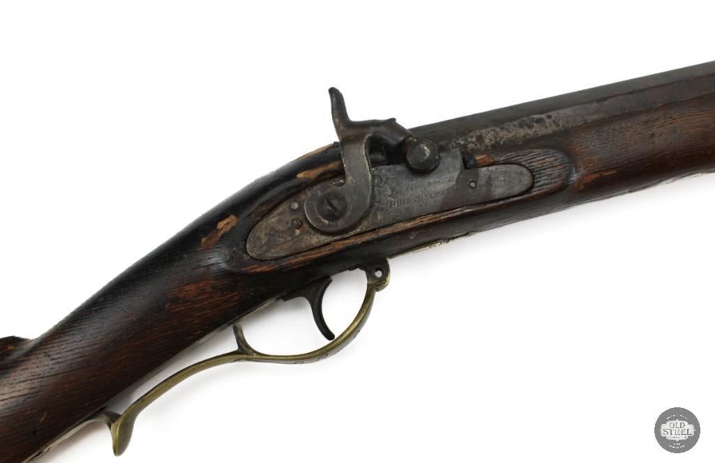 Philadelphia Percussion Musket .69 Cal Antique Military Musket: This Philadelphia-marked percussion musket is chambered in .69 caliber and features a 50-inch barrel with a 13-inch length of pull. The action does not function and the musket is being offered as a