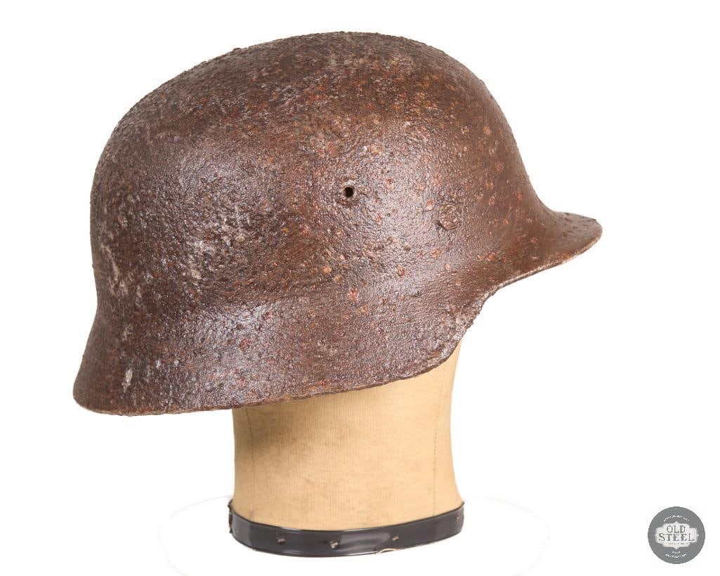 Original M40 Stahlhelm Battlefield Recovery Helmet Clear Coated Display Piece - 2