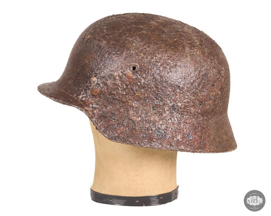 Original M40 Stahlhelm Battlefield Recovery Helmet Clear Coated Display Piece - 3