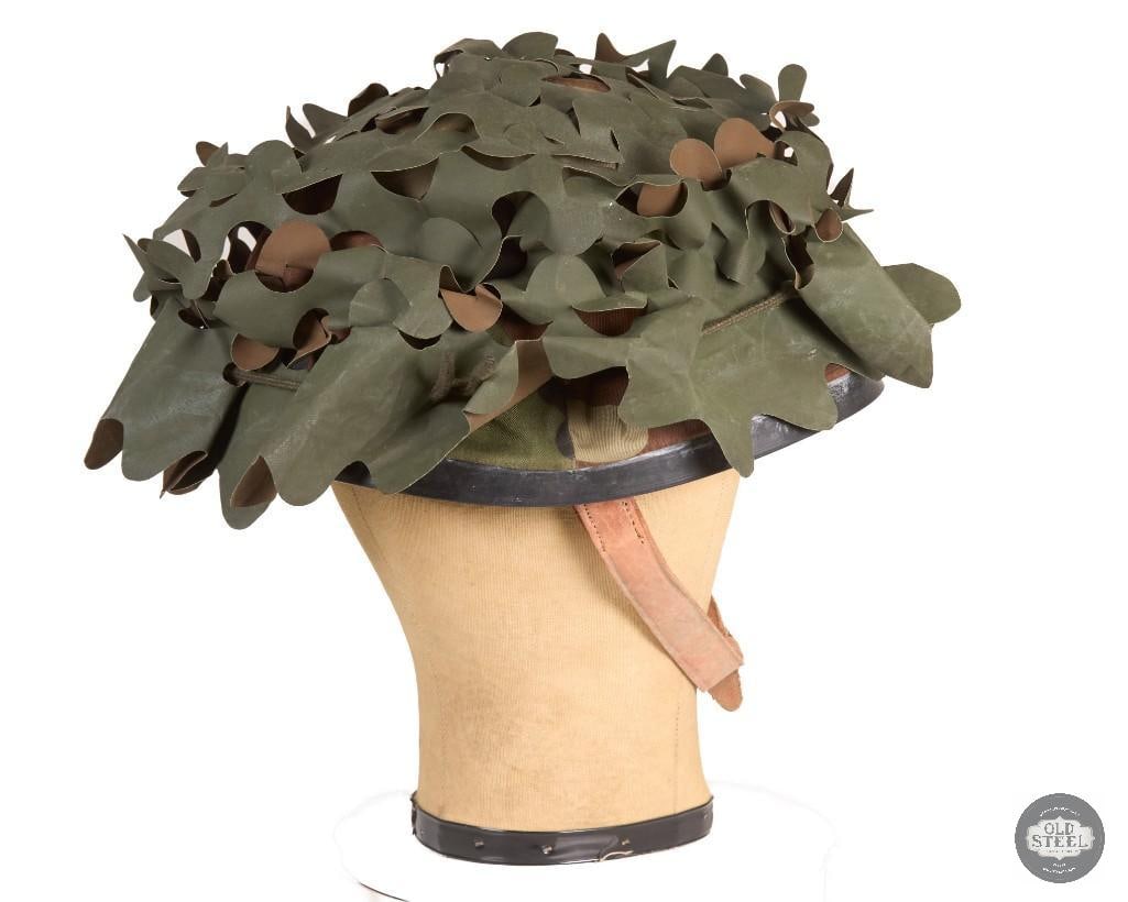 French Army Steel Helmet w/ Camouflage Cover & Reversible Scrim Cover - 2