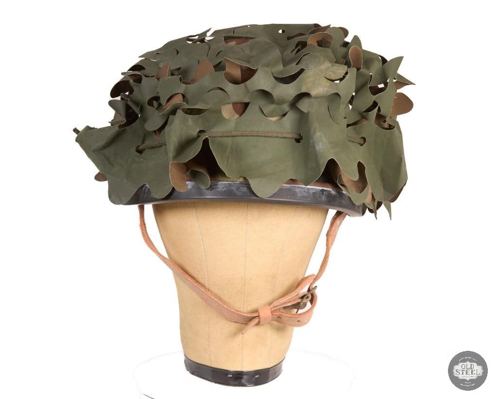 French Army Steel Helmet w/ Camouflage Cover & Reversible Scrim Cover - 4