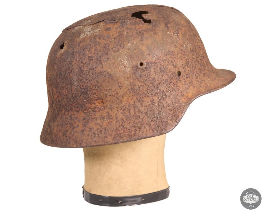 Original WWII German Stahlhelm Battlefield Recovery Helmet Relic Shell - 2
