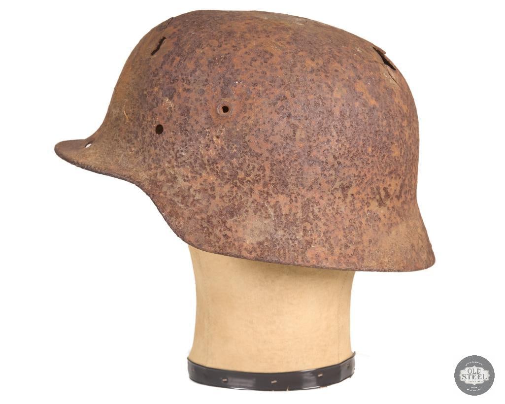 Original WWII German Stahlhelm Battlefield Recovery Helmet Relic Shell - 3