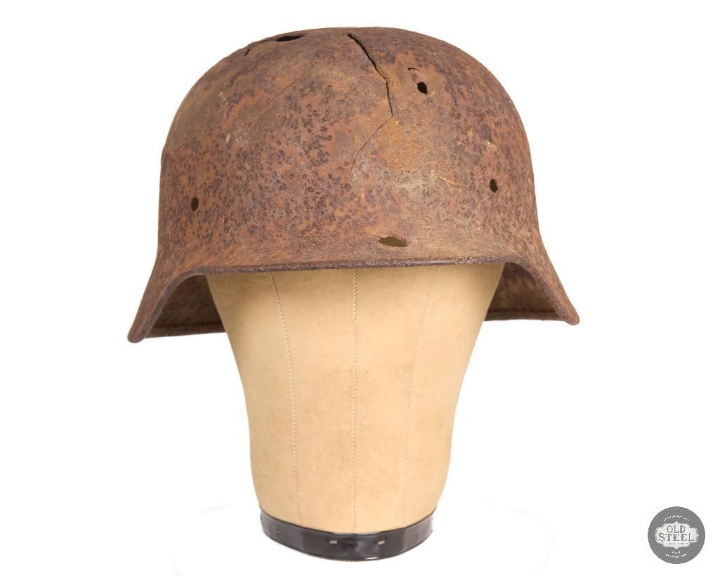 Original WWII German Stahlhelm Battlefield Recovery Helmet Relic Shell - 4