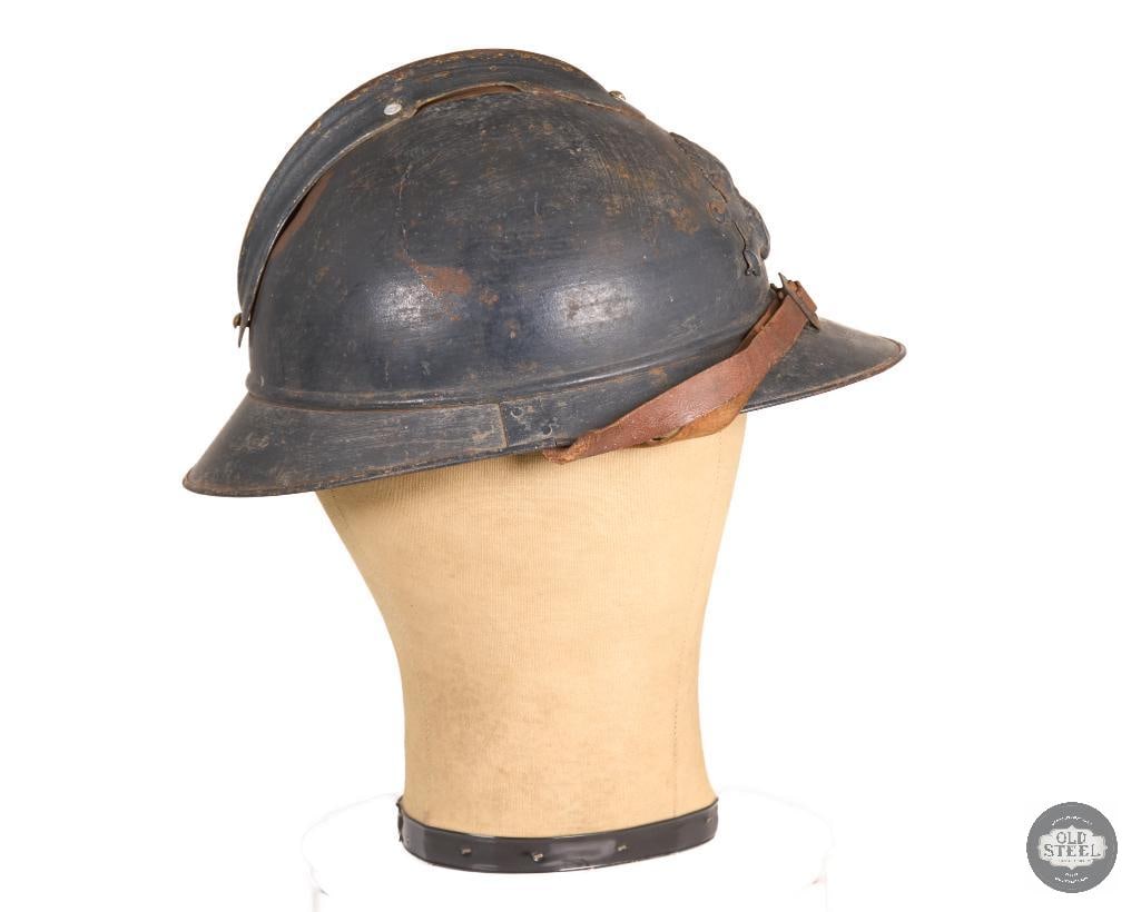 WWI French Adrian Helmet w/ Liner & Chinstrap Field Helmet - 2