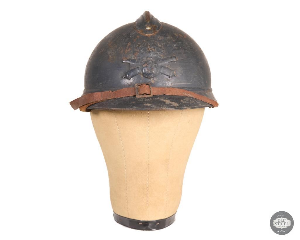 WWI French Adrian Helmet w/ Liner & Chinstrap Field Helmet - 4