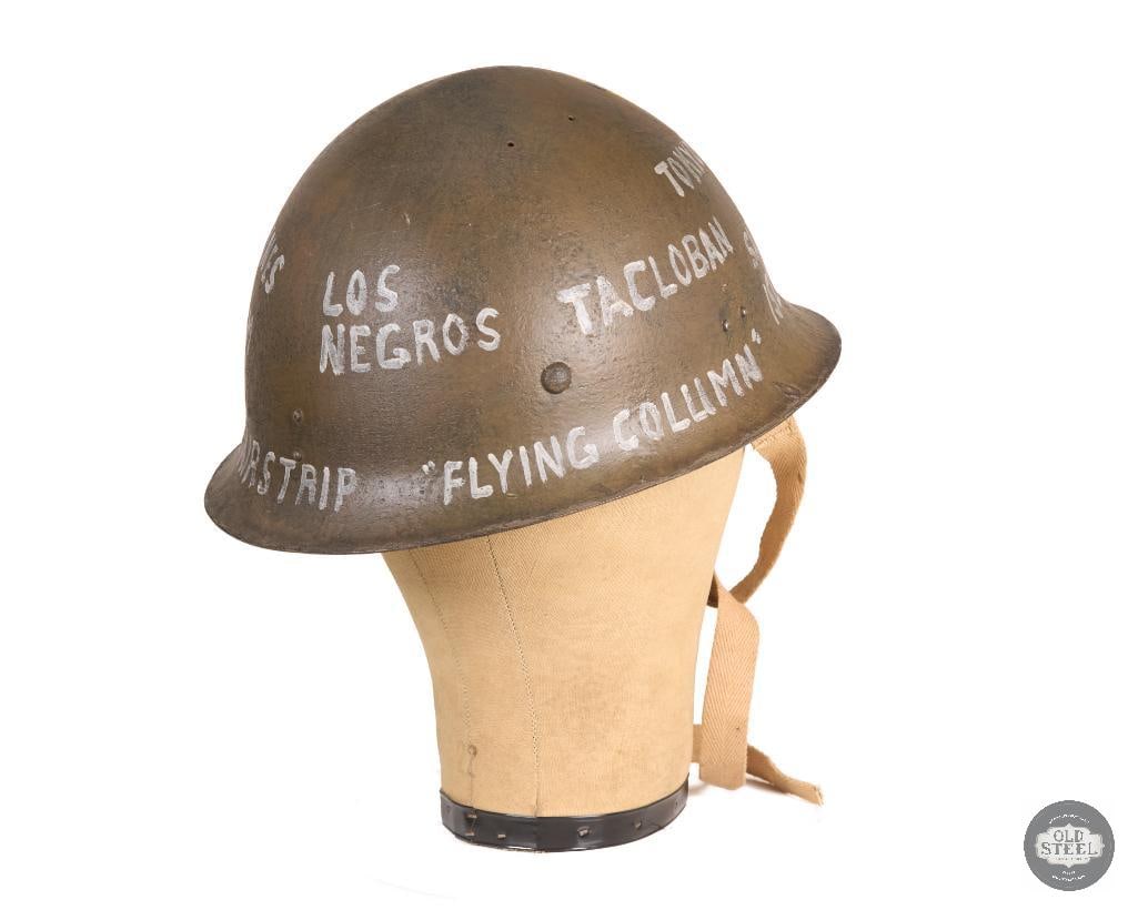 Original WWII Japanese Navy Steel Helmet w/ Liner & Chinstrap Cavalry Marked Display - 3