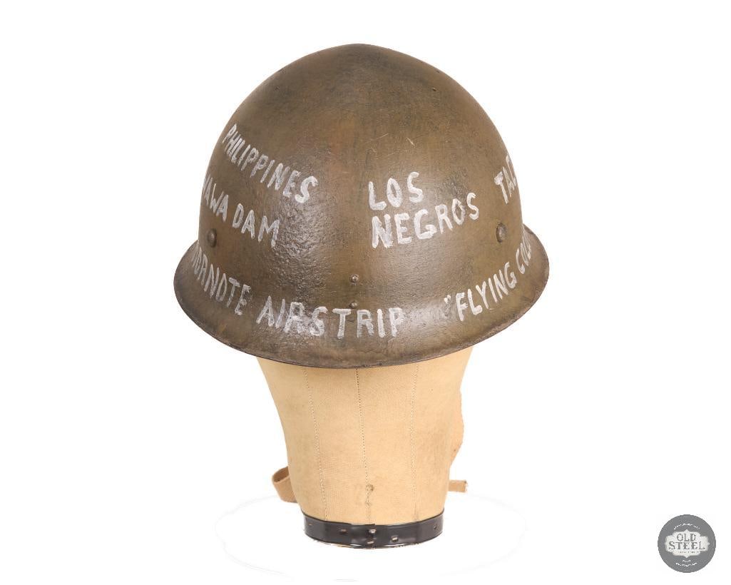 Original WWII Japanese Navy Steel Helmet w/ Liner & Chinstrap Cavalry Marked Display - 4