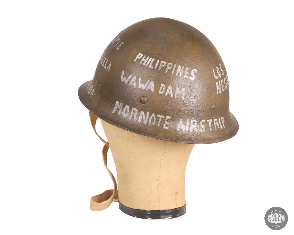 Original WWII Japanese Navy Steel Helmet w/ Liner & Chinstrap Cavalry Marked Display - 5