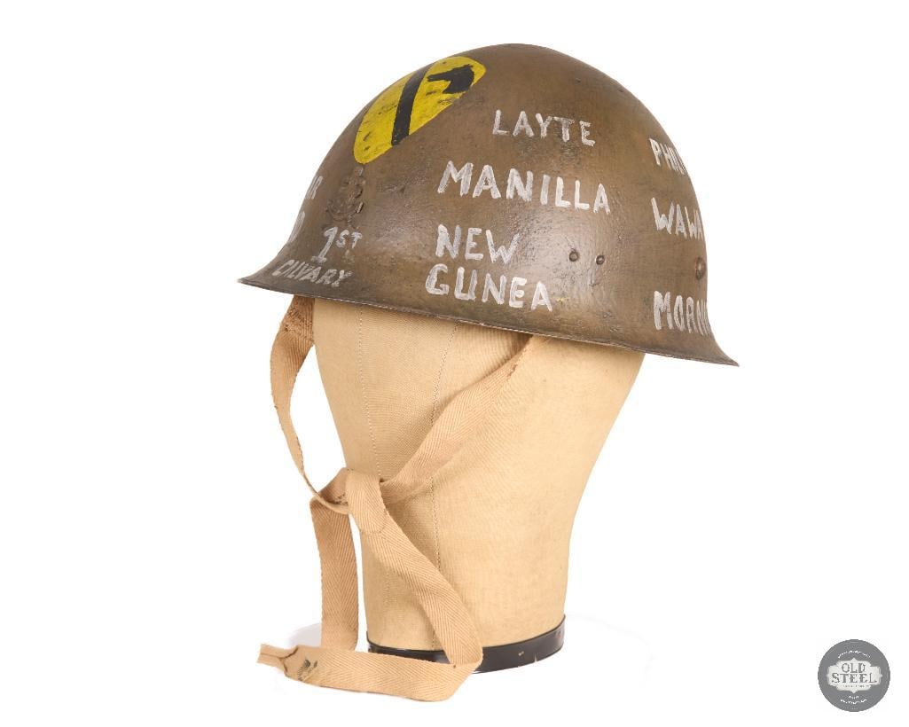 Original WWII Japanese Navy Steel Helmet w/ Liner & Chinstrap Cavalry Marked Display - 7