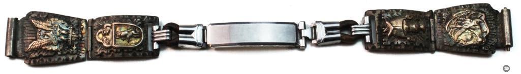 This is a vintage Taxco, Mexico sterling silver panel bracelet featuring intricate etched designs: This is a vintage Taxco, Mexico sterling silver panel bracelet featuring intricate etched designs and a central identification plaque THIS ITEM IS AS PICTURED WITH NO FURTHER ATTACHMENTS. ALL