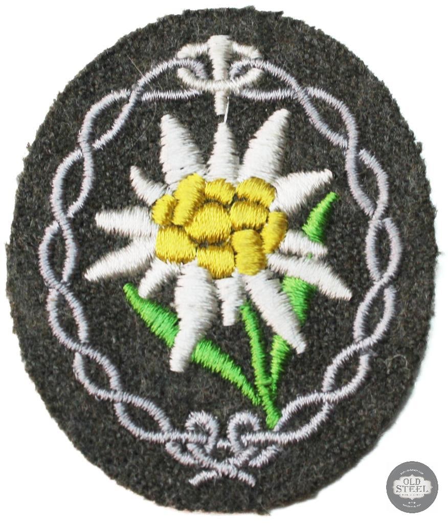 Original Gebirgsjager Edelweiss Patch German WWII: Original Gebirgsjager Edelweiss Patch German WWII THIS ITEM IS AS PICTURED WITH NO FURTHER ATTACHMENTS. ALL SALES ARE FINAL. PLEASE REFER TO THE AUCTI